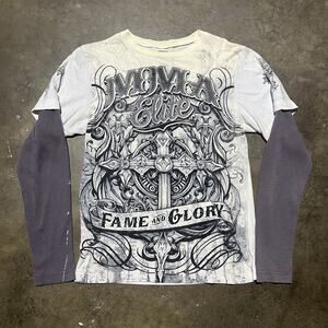 Vintage Y2k MMA Elite White Long Sleeve Grunge Punk Shirt